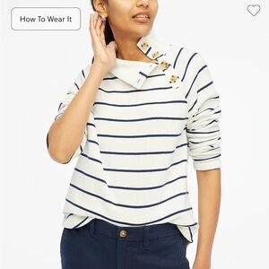 J. Crew Striped wide button-collar pullover sweatshirt NWOT